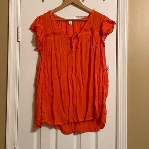 Ruffle sleeve sleeveless peasant top